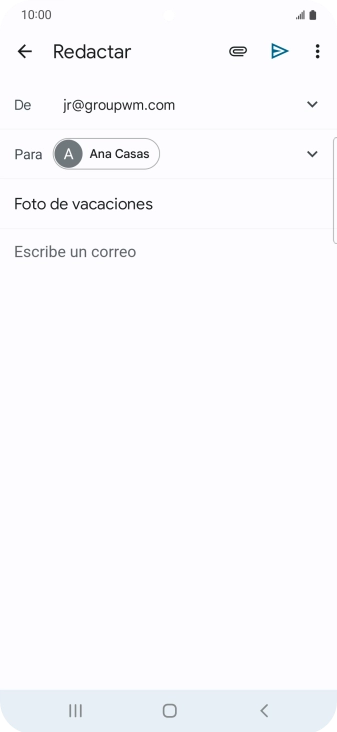 Pulsa en el campo de escritura y escribe el texto del correo electrónico. Pulsa en el campo de escritura y escribe el texto del correo electrónico.