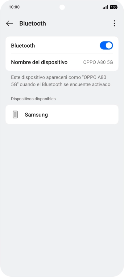 Pulsa el dispositivo Bluetooth deseado y sigue las indicaciones de la pantalla para vincular el dispositivo al teléfono. Pulsa el dispositivo Bluetooth deseado y sigue las indicaciones de la pantalla para vincular el dispositivo al teléfono.