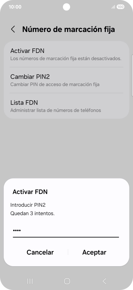 Introduce el código PIN2 y pulsa Aceptar. Introduce el código PIN2 y pulsa Aceptar.