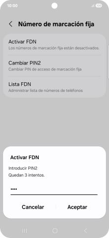 Introduce el código PIN2 y pulsa Aceptar. Introduce el código PIN2 y pulsa Aceptar.