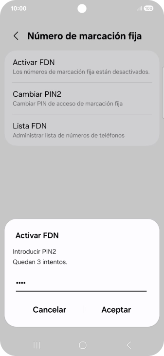 Introduce el código PIN2 y pulsa Aceptar. Introduce el código PIN2 y pulsa Aceptar.