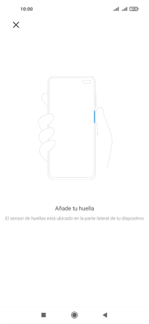 Sigue las indicaciones de la pantalla para crear una huella digital como código de seguridad. Sigue las indicaciones de la pantalla para crear una huella digital como código de seguridad.