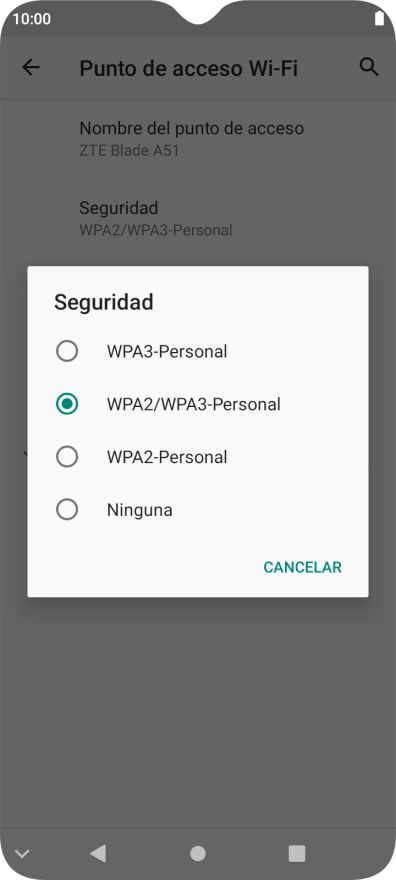 Pulsa WPA3-Personal para proteger la conexión wifi con una contraseña. Pulsa WPA3-Personal para proteger la conexión wifi con una contraseña.
