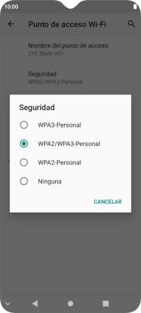Pulsa WPA3-Personal para proteger la conexión wifi con una contraseña. Pulsa WPA3-Personal para proteger la conexión wifi con una contraseña.