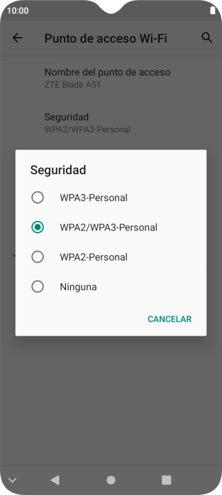 Pulsa WPA3-Personal para proteger la conexión wifi con una contraseña. Pulsa WPA3-Personal para proteger la conexión wifi con una contraseña.