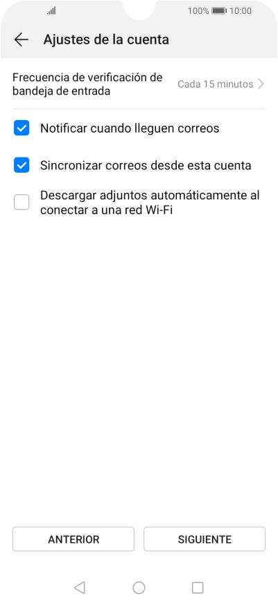Pulsa Frecuencia de verificación de bandeja de entrada. Pulsa Frecuencia de verificación de bandeja de entrada.