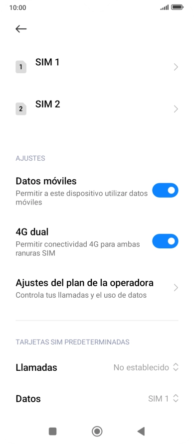 Pulsa la tarjeta SIM deseada. Pulsa la tarjeta SIM deseada.