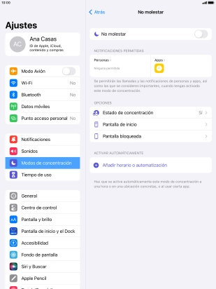 Pulsa Personas y sigue las indicaciones de la pantalla para seleccionar de qué contactos quieres recibir llamadas y notificaciones cuando No molestar está activado.