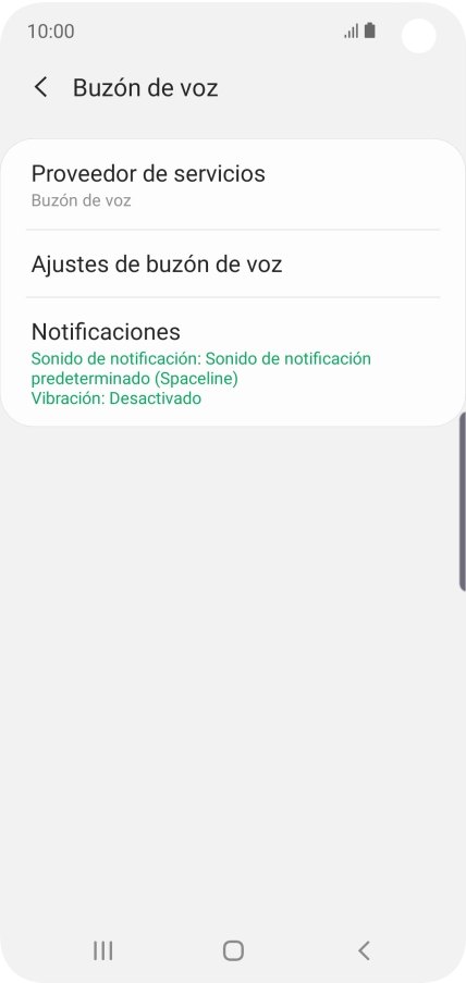 Pulsa Ajustes de buzón de voz. Pulsa Ajustes de buzón de voz.