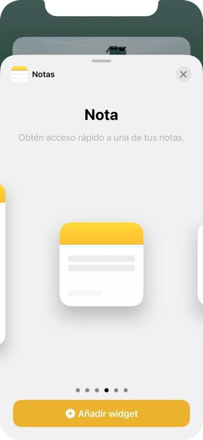 Desliza el dedo hacia la derecha o hacia la izquierda por la pantalla para seleccionar el tamaño de widget deseado. Desliza el dedo hacia la derecha o hacia la izquierda por la pantalla para seleccionar el tamaño de widget deseado.