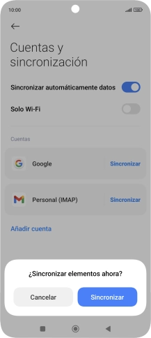 Si activas la función, pulsa Sincronizar.