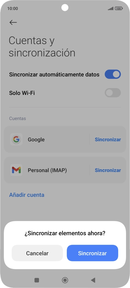 Si activas la función, pulsa Sincronizar.