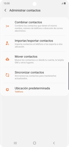 Pulsa Importar/exportar contactos. Pulsa Importar/exportar contactos.