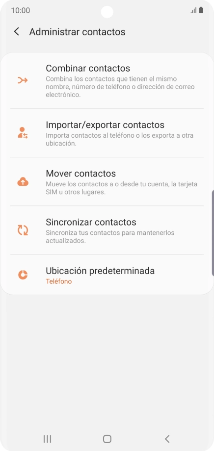 Pulsa Importar/exportar contactos. Pulsa Importar/exportar contactos.