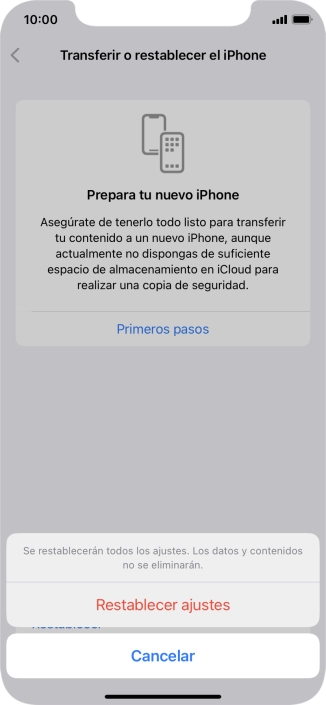 Pulsa Restablecer ajustes.