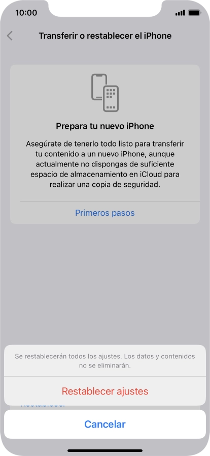 Pulsa Restablecer ajustes. Pulsa Restablecer ajustes.