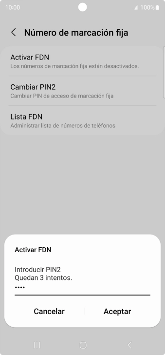Introduce el código PIN2 y pulsa Aceptar. Introduce el código PIN2 y pulsa Aceptar.