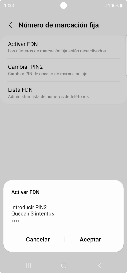 Introduce el código PIN2 y pulsa Aceptar. Introduce el código PIN2 y pulsa Aceptar.
