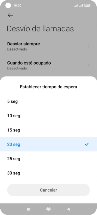 Si desvías las llamadas perdidas, tendrás que seleccionar un retardo para el desvío. Pulsa el retardo deseado y sigue las indicaciones de la pantalla para seleccionar el retardo deseado del desvío. Si desvías las llamadas perdidas, tendrás que seleccionar un retardo para el desvío. Pulsa el retardo deseado y sigue las indicaciones de la pantalla para seleccionar el retardo deseado del desvío.