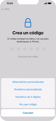 Sigue las indicaciones de la pantalla para activar el uso del código de seguridad o pulsa No usar código. Sigue las indicaciones de la pantalla para activar el uso del código de seguridad o pulsa No usar código.