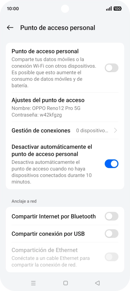 Pulsa Ajustes del punto de acceso. Pulsa Ajustes del punto de acceso.