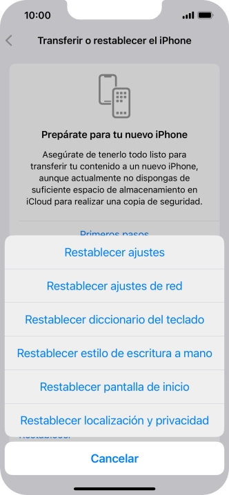 Pulsa Restablecer ajustes. Pulsa Restablecer ajustes.