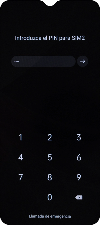 Si lo solicita el teléfono, introduce el código PIN y pulsa la flecha hacia la derecha. Si lo solicita el teléfono, introduce el código PIN y pulsa la flecha hacia la derecha.