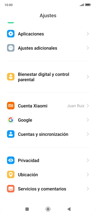 Pulsa Cuentas y sincronización.