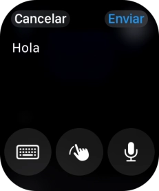 Pulsa el icono de micrófono y di el mensaje en alto. Pulsa el icono de micrófono y di el mensaje en alto.