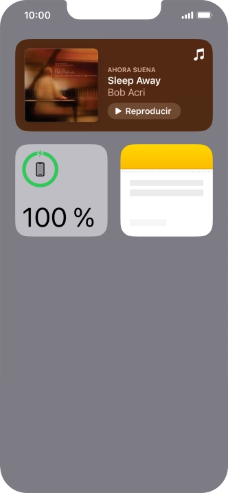 Desliza el dedo hacia arriba o hacia abajo por la pantalla para ver más widgets. Desliza el dedo hacia arriba o hacia abajo por la pantalla para ver más widgets.