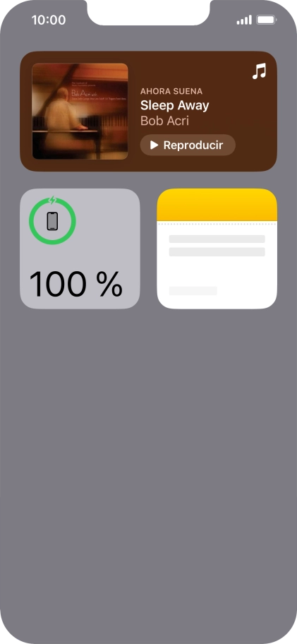 Desliza el dedo hacia arriba o hacia abajo por la pantalla para ver más widgets. Desliza el dedo hacia arriba o hacia abajo por la pantalla para ver más widgets.
