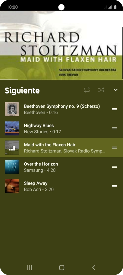 Pulsa el icono de reproducción repetida para activar o desactivar la función. Pulsa el icono de reproducción repetida para activar o desactivar la función.