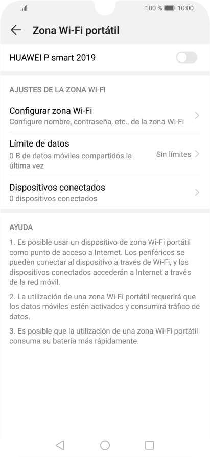 Pulsa Configurar zona Wi-Fi. Pulsa Configurar zona Wi-Fi.