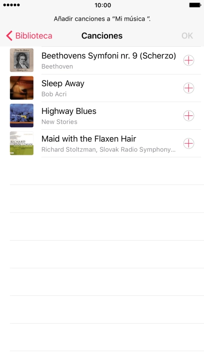 Desplázate a la categoría deseada y pulsa el archivo de música deseado. Desplázate a la categoría deseada y pulsa el archivo de música deseado.