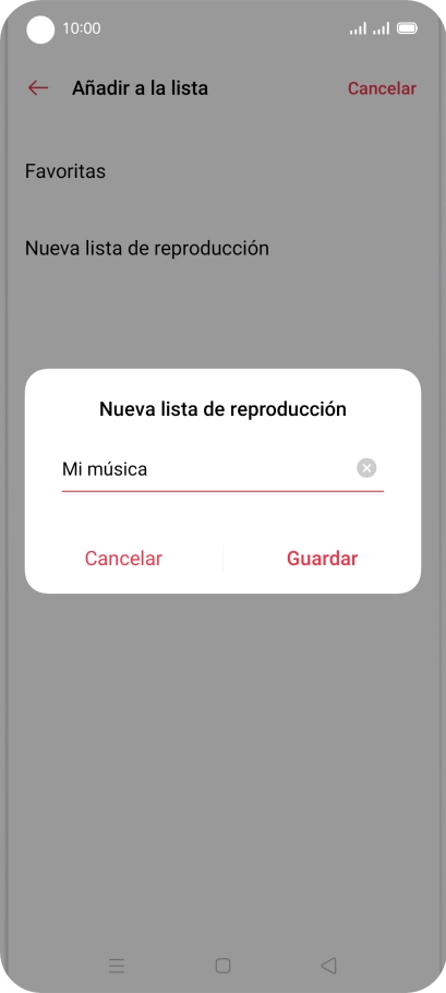 Introduce el nombre deseado de la lista de reproducción y pulsa Guardar. Introduce el nombre deseado de la lista de reproducción y pulsa Guardar.