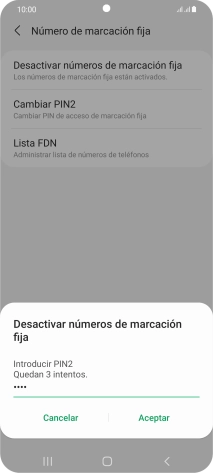 Introduce el código PIN2 y pulsa Aceptar. Introduce el código PIN2 y pulsa Aceptar.