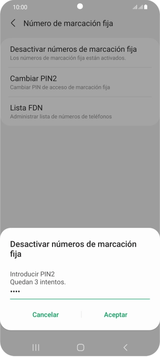 Introduce el código PIN2 y pulsa Aceptar. Introduce el código PIN2 y pulsa Aceptar.