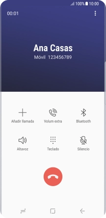 Pulsa el icono de finalizar llamada. Pulsa el icono de finalizar llamada.