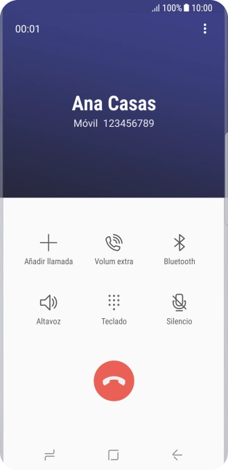 Pulsa el icono de finalizar llamada. Pulsa el icono de finalizar llamada.