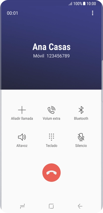 Pulsa el icono de finalizar llamada. Pulsa el icono de finalizar llamada.