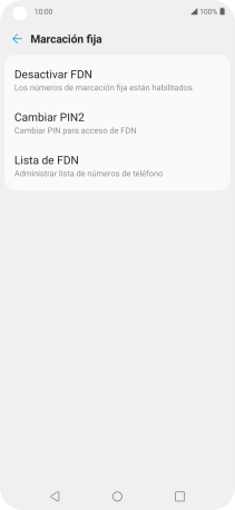 Pulsa Desactivar FDN para desactivar la marcación fija. Pulsa Desactivar FDN para desactivar la marcación fija.