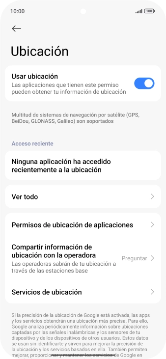Pulsa Permisos de ubicación de aplicaciones. Pulsa Permisos de ubicación de aplicaciones.