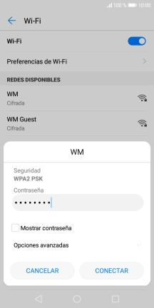 Introduce la contraseña de la red wifi y pulsa CONECTAR. Introduce la contraseña de la red wifi y pulsa CONECTAR.