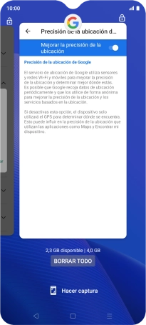 Para cerrar una sola aplicación en ejecución, desliza el dedo hacia arriba sobre la aplicación deseada. Para cerrar una sola aplicación en ejecución, desliza el dedo hacia arriba sobre la aplicación deseada.