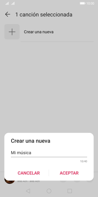 Introduce el nombre deseado de la lista de reproducción y pulsa ACEPTAR. Introduce el nombre deseado de la lista de reproducción y pulsa ACEPTAR.