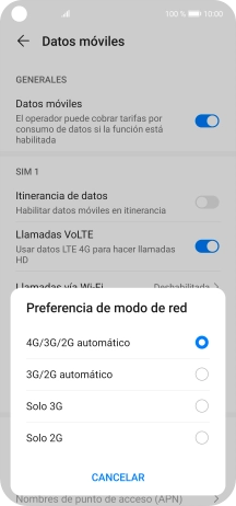 Pulsa el tipo de red deseado. Pulsa el tipo de red deseado.