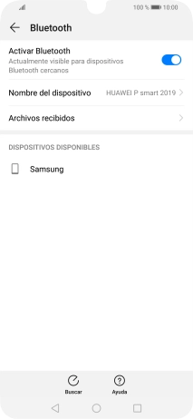 Pulsa el dispositivo Bluetooth deseado y sigue las indicaciones de la pantalla para vincular el dispositivo al teléfono. Pulsa el dispositivo Bluetooth deseado y sigue las indicaciones de la pantalla para vincular el dispositivo al teléfono.