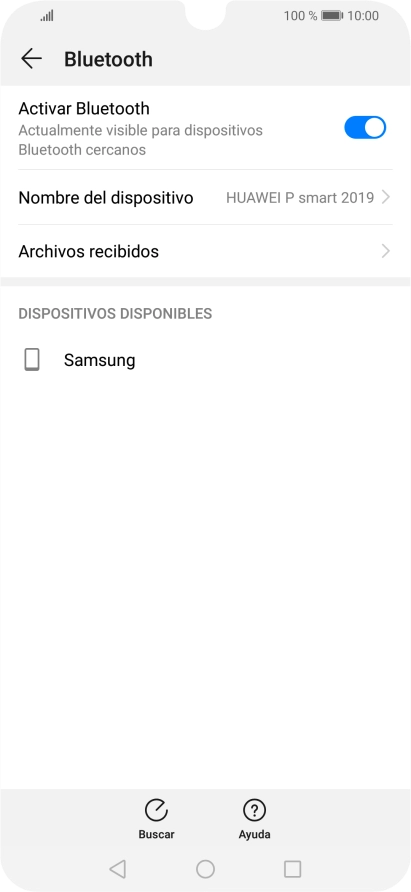 Pulsa el dispositivo Bluetooth deseado y sigue las indicaciones de la pantalla para vincular el dispositivo al teléfono. Pulsa el dispositivo Bluetooth deseado y sigue las indicaciones de la pantalla para vincular el dispositivo al teléfono.