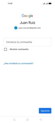 Pulsa Introduce tu contraseña e introduce la contraseña de tu cuenta de Google. Pulsa Introduce tu contraseña e introduce la contraseña de tu cuenta de Google.