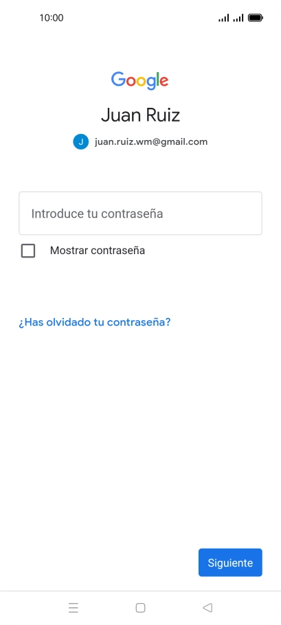 Pulsa Introduce tu contraseña e introduce la contraseña de tu cuenta de Google. Pulsa Introduce tu contraseña e introduce la contraseña de tu cuenta de Google.